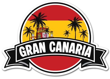 2 x 10 cm Gran Canaria Vinyl-Aufkleber – Spanien, spanische Flagge, Stadt, Palme, Reisen, Urlaub, Geographie, Standort, Aufkleber, Scrapbook, Aufkleber #83277