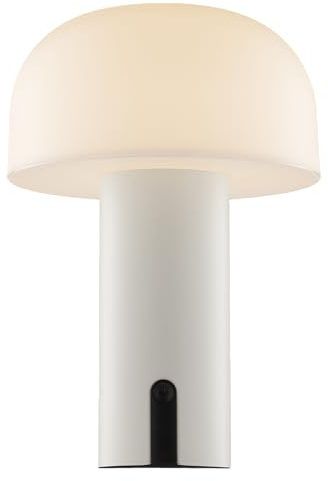 Lightbox LED Pilz Tischlampe für Innen & Außen | 21 cm Höhe, Ø 15 cm | | LED Pilz Tischlampe für Innen & Außen | 21 cm Höhe, Ø 15 cm | beige Outdoor Akku Tischleuchte mit 3-Touch-Dimmer | mobil /