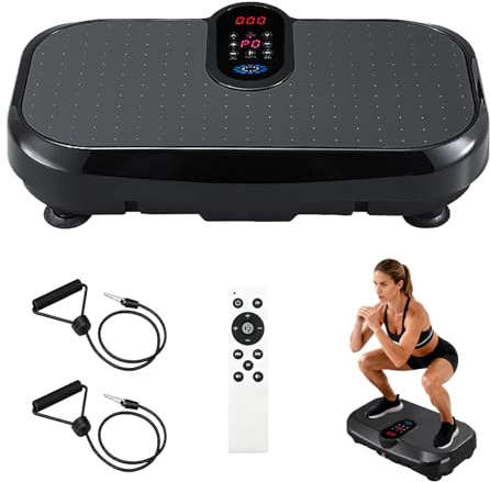 Plateforme Vibrante, Plateforme Vibrante Perte de Poids avec Bandes de Résistance et Télécommande, Plaque vibrante Fitness avec 120 Vitesses Réglables, Maximal de 300KG Entraînement Complet du Corps