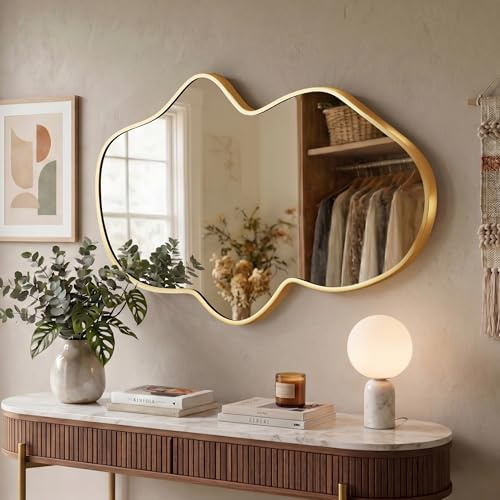 Fahomiss Wall Mirror with Irregularly Shaped Metal Frame – Decorative Design Mirror