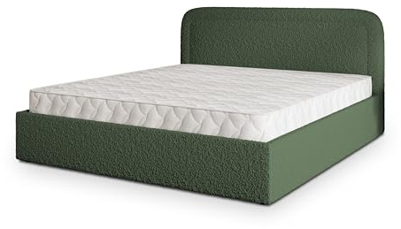 Masseno Polsterbett BENIRA Q 120x200 cm, Doppelbett, Bettkasten, Stauraum, Lattenrost Und Kopfteil - Grün, Quelle 37