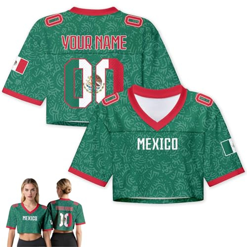 Personalizzazione vêtements de Football américain pour Femme, Maillot Football americain Personnalisable avec nom numéro et Logo, Maillot personnalisé per i tifosi, Tailles variées (Mexique)