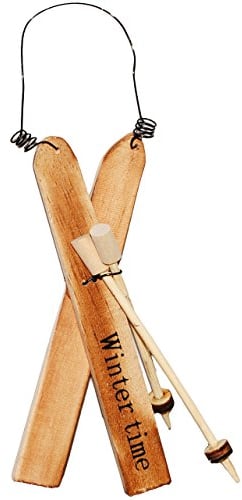 alles-meine.de GmbH 1 Set Ski mit Stöcken - BRAUN - Winter Time - aus Holz - 16 cm - Miniatur/Diorama - Weihnachtsdeko/Winter - Winterurlaub/Weihnachten - Deko - SPOR..
