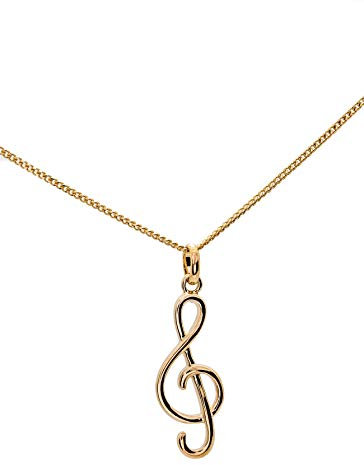 Collier Pendentif clef clé de sol en plaqué or avec chaine 45cm et ecrin pour femme