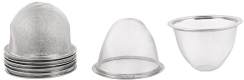 sourcing map 8pcs Filtre Théière Maille Thé Infuseur Filtre Tisane Crépine Filet Thé Panier Passoire épice Métal Ronde 85mm Diamètre 60mm Profondeur