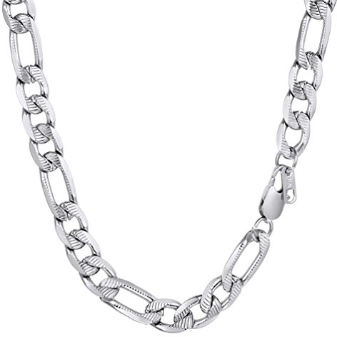 PROSTEEL 71cm Lange Figarokette Edelstahl Herren Klassische Halskette 10mm breit Gliederkette 3+1 Glieder Link Kette für Biker Rocker Hip Hop Modechmuck