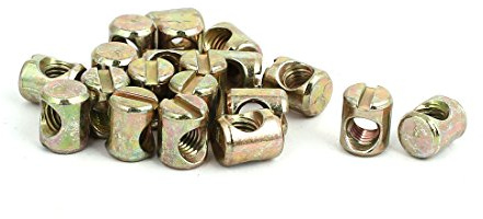 uxcell M5 x 10 mm chapado en Zinc amarillo Cruz Dowel ranurados Barril Tuercas 20 unidades