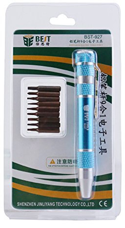 Kit Cacciaviti di Precisione 9 in 1 Punte Magnetico con serbatoio Riparazione professionale Utensili Stile penna Smartphone Occhiali orologi Cellulari telefoni informatica