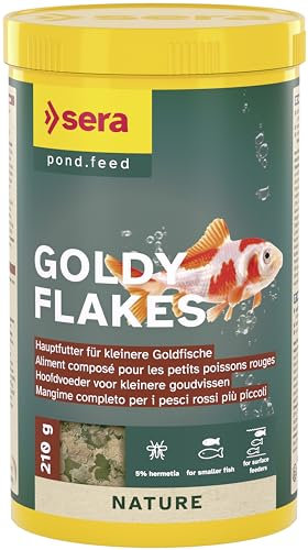 sera Goldy Flakes 1L (210g) | Hauptfutter für kleinere Goldfische | Fördert gesundes Wachstum & prächtige Farben | Ohne Farb- und Konservierungsstoffe | Hochwertige Proteinquelle durch Insektenmehl