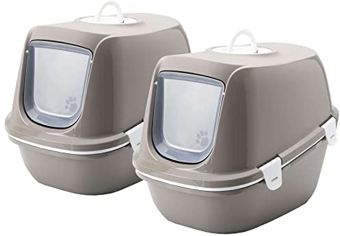 PETGARD 2er Sparpack Katzentoilette REINA Haube u. Siebeinsatz warmgrey