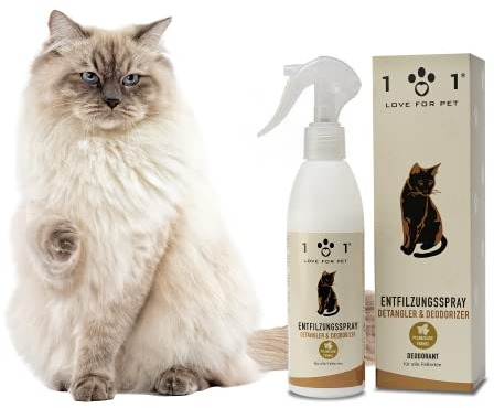 Linea 101 Spray Demelant Chat Poils Longs Naturel 250 ML Démêlant Chat Poils Longs Parfum Chats Délicat Soin Vegan pour Poil Doux et Brillant sans Rinçage Tous Types de Pelage