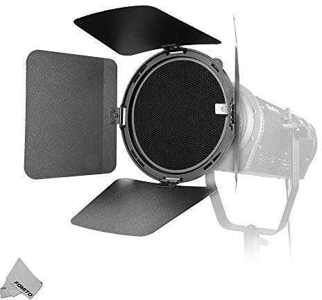NiceFoto Fresnel Lens Fresnel Mount with Honeycomb Grids Barn Doors for Bowens Mount LED Video Light for Aputure Light Storm 300D II 120D II Mark 2 COB 120T 120D 120D ii LS C120 Series, HA-3300B