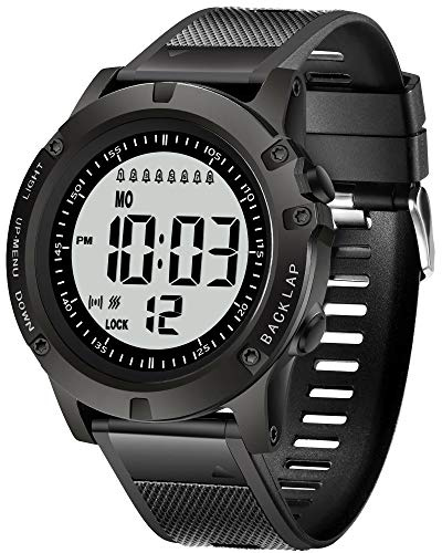 TICCI Herren 8 Vibrationsalarme Uhr Medikamente Hilfsmittel Pillen Vibra Alarm Erinnerungen für ältere Menschen Senioren große Ziffern wasserdicht, Schwarz, Armband