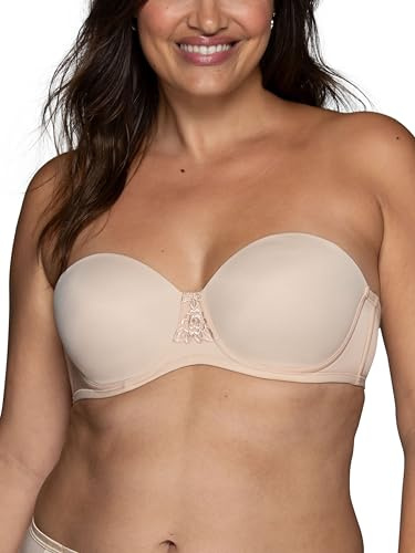 Vanity Fair Women's Beauty Back Smoothing Strapless Bra, 4-Way Stretch Fabric, Lightly Lined Cups up to H, Rose Beige, 34B