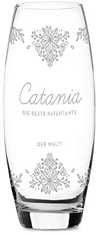 CADEAUX.COM Blumenvase aus Glas mit Gravur - Blumen - Personalisiert mit Namen oder Wunschbegriff - Muttertagsgeschenk - Geschenk zum Muttertag
