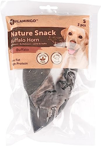 Flamingo Leckerli Hund – Natur Büffelhorn Small – 260g – langlebiges Kauprodukt – zahnpflegend – naturbelassen