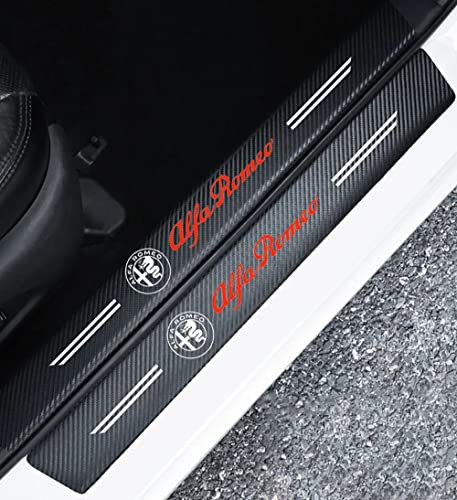 OLEPONU 4 Pezzi Fibra di Carbonio ​Battitacco Protezione,per Alfa Romeo Spider Giulia Giulietta 147 159 4c 8c Mito GTV Prevenire L'Usura AntiGraffio Sill Guardie Adesivi Accessori