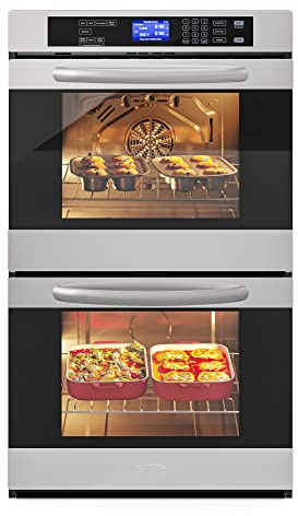 KoolMore 30-Inch Electric Double Wall Oven with Quiet, Rapid Convection Cooking, 7 Cook and Baking Modes, Dual Large Capacity Ovens, Stainless-Steel Unit, Self-Cleaning (KM-WO30D-SS)