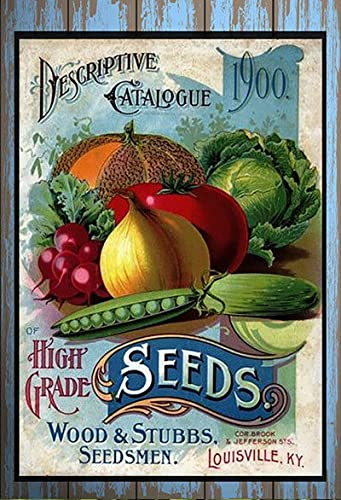 Krouterebs 1900 Seed Catalog Vintage Style Metall Blechschild Home,Living Room,Kitchen,Dining Room,Bedroom,Farmhouse,Wall Decoration 20,3 x 30,5 cm