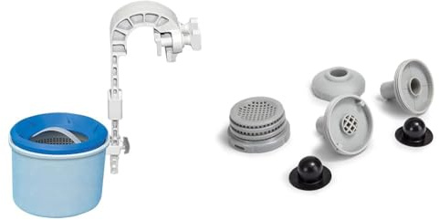 Intex Oberflächenskimmer - Deluxe Oberflächenskimmer zur Wandmontage - Hängeskimmer, Grau & Anschluss-Set Ø 32 mm - kompatibel mit Wasserbelebung