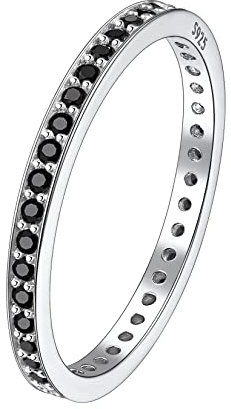 Suplight Herren Ring in 925 Sterling Silber Fingerring schwarz Cubic Zirkonia Bandring Spannrings 14K Weißgold Solitärring Verlobungsring Eternityringe Silberschmuck 59