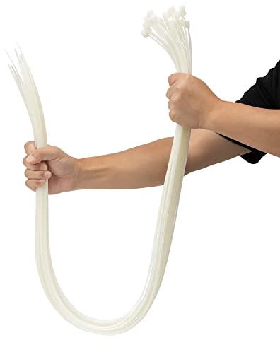 XINGO 40 Pezzi LungheFascette Plastica per Cablaggio Bianco, 760mm x 9mm, Resistenza Alla Trazione 80 kg, Fascette per cavi grandi Fascette in nylon