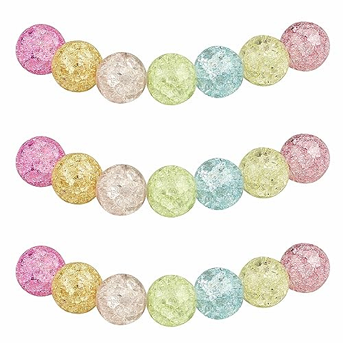MJDCB 6mm 60 piezas Cuentas de Cristal Agrietado Multicolore Redondas Sueltas Abalorio para Hacer Joyas Pulseras Collares