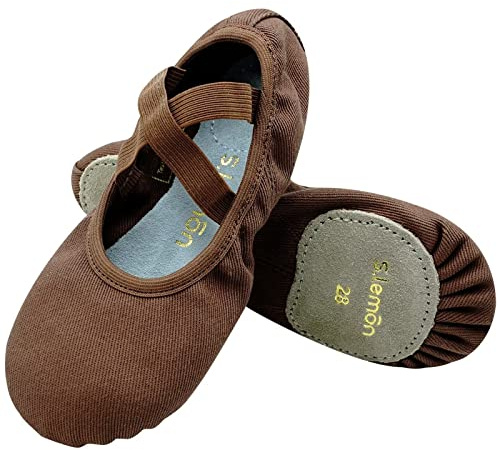 s.lemon Ballet Shoe,Girls Elastic Ballet Slippers Stretch Canvas Dance Shoes for Kids Adult TLB Chocolate 42