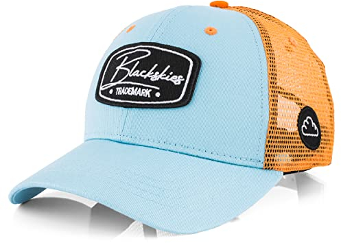 Blackskies® Race Baseball Cap | Herren Damen Premium Trucker Cap | Snapback Schirm Mütze Kappe Basecap Blau-Orange