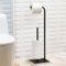 Porte Papier Toilette Noir, Porte-Rouleau de Papier Toilette sur Pied, Support de Papier Toilette avec Base Lourde, Distributeur de Papier Toilette, Rangement de Papier Toilette