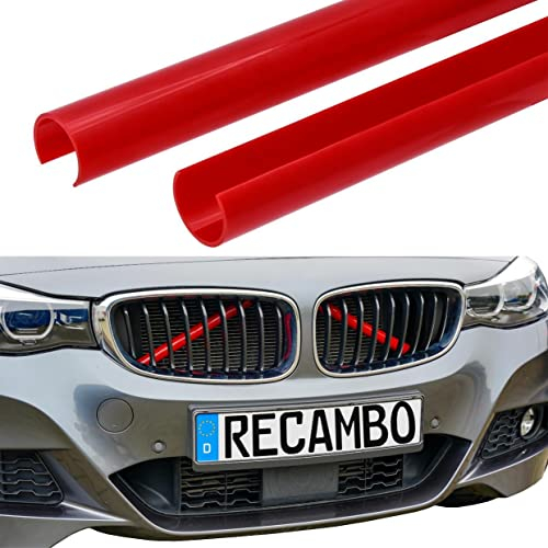 RECAMBO Kühler Grill Einsatz, Frontgrill Zierleisten Streifen, Grill V Streben | Kompatibel mit BMW X3 F25 X4 F26 | Rot