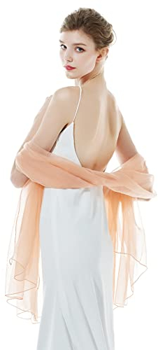 BEAUTELICATE Damen Stola Schal für Abendkleider Sheer Leichter Umschlagtücher Tücher Wraps Bolero Sommer für Festlich Hochzeit Braut 17 Farben (Aprikose, Einheitsgröße)