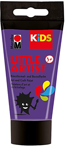 Marabu KiDS Little Artist 75 ml, Violett, Künstlermal- und Bastelfarbe für Kinder ab 3 Jahren, Kindermalfarbe auf Wasserbasis, auswaschbar, Made in Germany, vegan, glutenfrei, 03050002251