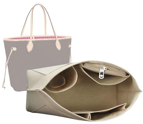 Lckaey Geldbörsen-Organizer-Einsatz für Neverfull pm mm gm Shaper Filz-Geldbörseneinsatz 1079beige-S