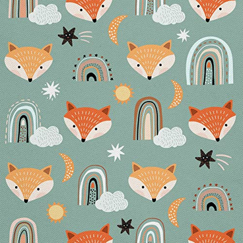 HEKO PANELS Stoff Oxford wasserdichte Meterware Canvas-Stoff Polyester Stoff Zum Nähen Nähstoffe Dekostoffe Wasserabweisend Blickdicht Füchse 1 Meter 155 x 100 cm