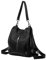 Cortelay Rucksack für Damen, Leder, modisch, Designer-Reise, wandelbar, Schultertasche, Nieten, Quaste, gesteppter Stil, 01 Schwarz, Large, Nieten