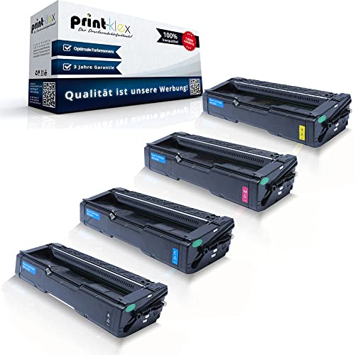4X Print-Klex Tonerkartuschen kompatibel mit Ricoh M C250 Series M C250 fw M C250 fwb M C250 w 408340 408341 408342 408343 Schwarz Blau Rot Gelb BKCMY - Office Pro Serie
