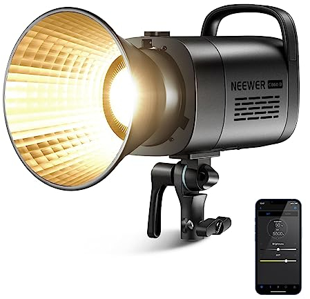NEEWER CB60B 70W LED Videoleuchte Studiolicht 2,4G/APP Steuerung,COB Bi-Color Studio Dauerlicht 2700K-6500K 34000Lux@1m/CCT Modus/CRI97+/12 Szenen Bowens Halterunguns für Fotografie Videobeleuchtung