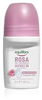 Equilibra Körper, Rosa Ialuronica Deo Roll On, Deodorant Roll On geeignet für empfindliche Haut, 24H Deodorant mit Anti-Geruch-Komplex, Rosenbasis und Hyaluronsäure, 75 ml