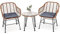 KOMFOTTEU 3-teiliges Bistroset, Gartenmöbel-Set aus Rattan, 2 Rattanstühle mit Kissen & Hartglas-Couchtisch, Balkonset für Balkon Terrasse Garten, Braun