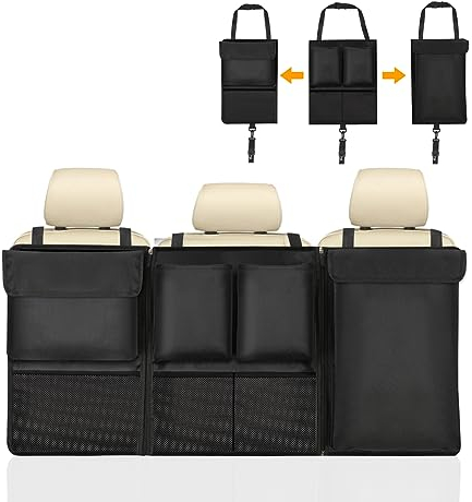 URAQT Kofferraum Organizer Auto, Aufbewahrungstasche, Kofferraumtasche Auto, Wasserdicht Multifunktionale, Teilt Kofferraum Rücksitz mit Vielen Tasche Schwarz 89CM*46CM