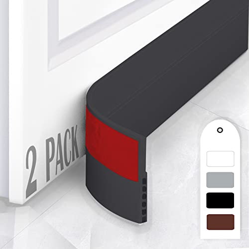 HIZH Door Draught Excluder,Draught Excluder Tape,self Adhesive Weather Stripping,Soundproof Door Seal,door Draft Stopper Door Draft Blocker,2 Pack,Black