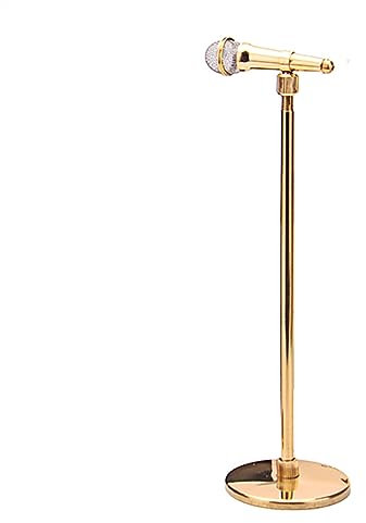 KERREY Microfono Regolabile in Miniatura in Oro con Supporto Mini Ornamenti per La Decorazione del Modello di Strumento Musicale Mini Ornamenti per Strumenti Musicali (Color : 35-68cm)