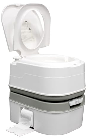 Toilettes portatives de Camping-Car 24L capacité, Toilettes Chimiques, Toilettes portatives, supportent Un Poids jusqu'à 150 kg, adaptées aux Camping-Cars, avec Compartiment de Rangement