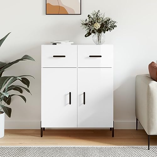 heybb Aparador de Madera contrachapada Blanco Brillante 69,5x34x90 cm Mueble Alto Cocina