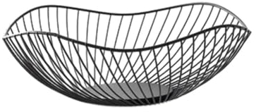 osiuujkw Cesta de fruta de Metal, amplia aplicación, estilo moderno, resistente y duradero, cestas de fruta de Metal de gran capacidad, frutero de Metal, negro oblicuo pequeño