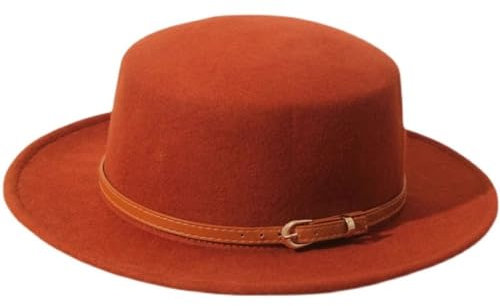 SLEDEZ Klassischer Fedora Vintage breitkrempige Bowler-Mütze, Flache Oberseite, Jazz-Mütze