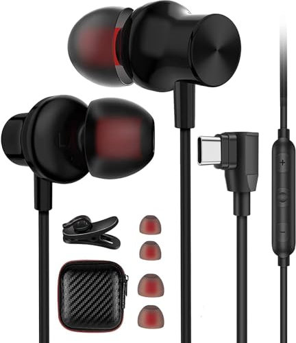 ACAGET USB C Headphones for Google Piexl 9a XL 8 7a, Right Angle C Type Earphones Wired for iPhone 16e 16 15 Pro Max Magnetic USB Earbuds In-Ear for Samsung A56 A26 A36 S25 A16 S24 Ultra FE A54 A35