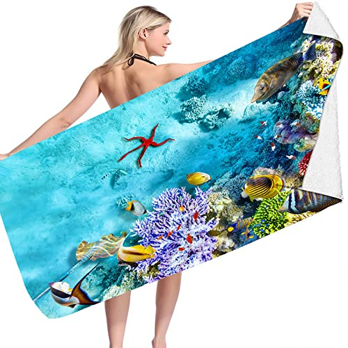GBEN Strandtuch XXL Microfaser Strandhandtücher Sandfreie & Ultraleicht leicht und schnelltrocknend Badetuch Flowers Reisehandtuch für Schwimmen Strand Reise Yoga (Light Blue, One Size)
