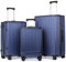 TANTOMI Hartschalen Koffer Trolley, Handgepäck Reisekoffer, 4 Rollen – 360° Drehbar, 3-stelligem TSA-Schloss (Set, Violettblau)
